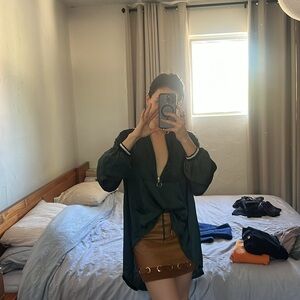 Zara green embroidered sporty blouse